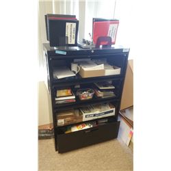 2x Black file cabinets with contents