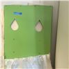 Image 1 : Green metal cabinet & cardboard shelfs ect