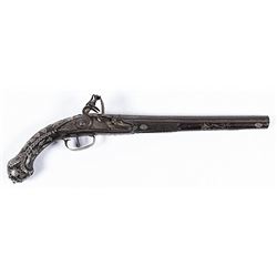 Ottoman Empire Flintlock Pistol with Elaborate Silverwork
