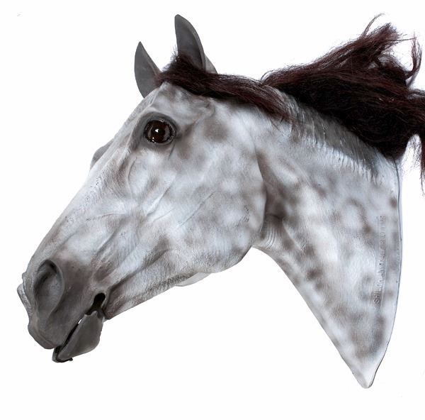Life Size Plastic Dapple Gray Horse Head Display Mannequin