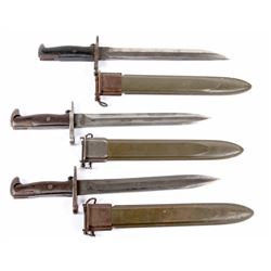 US WWII M-1 Garand Bayonets Lot of Three