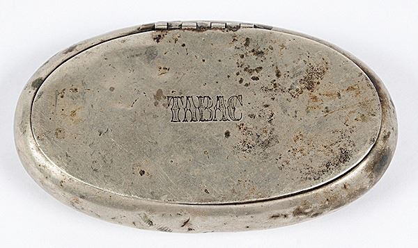 German Silver Tobacco Snuff Box With the Word Tabac Engraved on Lid ...