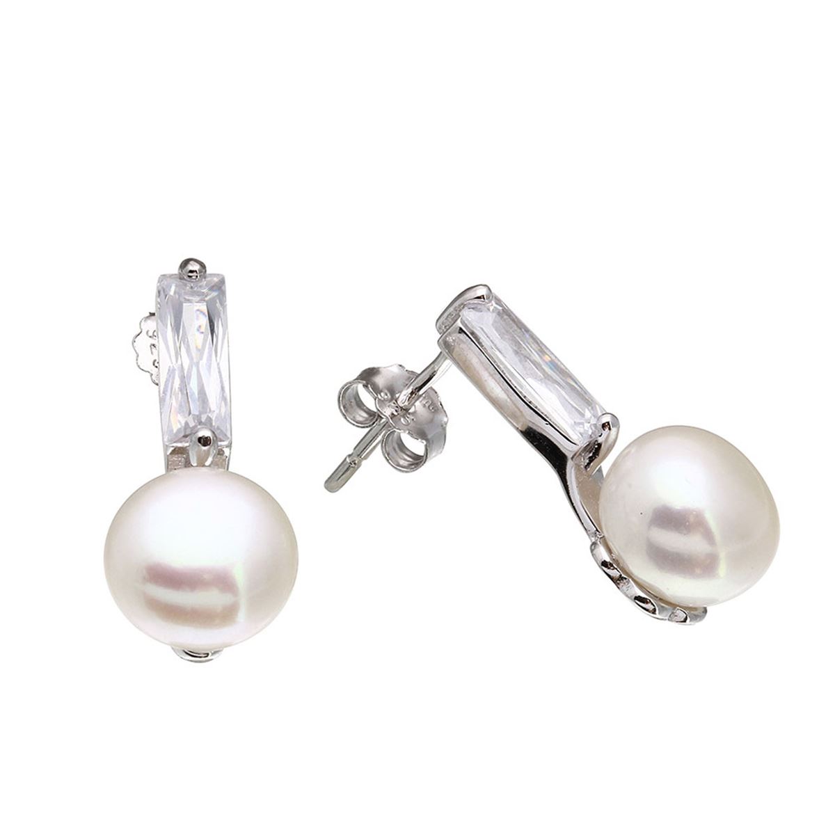 Long Riviera Sterling Silver Earrings plated in Rhodium main image 0