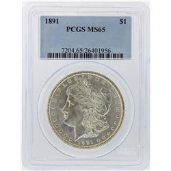 1891 $1 Morgan Silver Dollar Coin PCGS Graded MS65