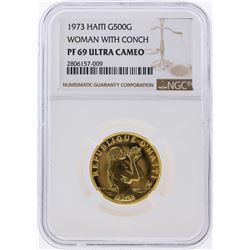 1973 Haiti 500 Gourdes Gold Coin NGC PF69 Ultra Cameo