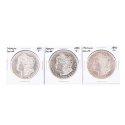 Set of (3) 1890-S $1 Morgan Silver Dollar Coins