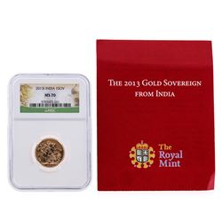 2013I 1 Sovereign India Gold Coin NGC MS70