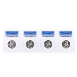 Set of (2) 1963 & (2) 1963-D Frankling Half Dollar Coins PCGS Graded MS65