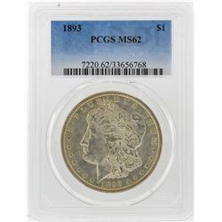 1893 $1 Morgan Silver Dollar Coin PCGS Graded MS62