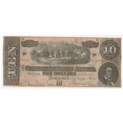 1864 $10 The Confederate States of America Note