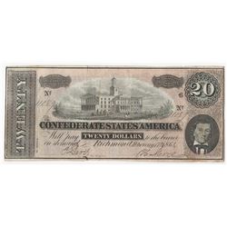 1864 $20 Confederate States of America Note