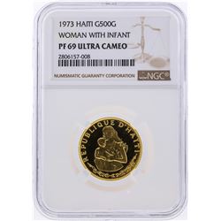 1973 Haiti 500 Gourdes Gold Coin NGC PF69 Ultra Cameo