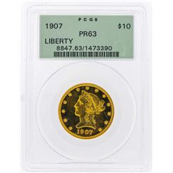 1907 $10 Liberty Head Eagle Gold Coin PCGS Graded PR63