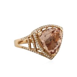 14KT Rose Gold 8.00ct Morganite and Diamond Ring