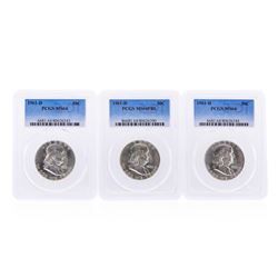 Set of (3) 1961-D Franklin Half Dollar Coins PCGS MS64 & MS64FBL