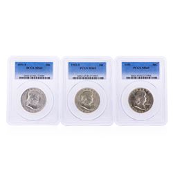 Set of (3) Franklin Half Dollar Coins PCGS Graded MS65
