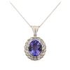 Image 1 : 14KT White Gold 5.68ct Tanzanite and Diamond Pendant with Chain