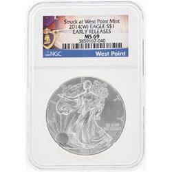 2014-W $1 American Silver Eagle Coin NGC Graded MS69