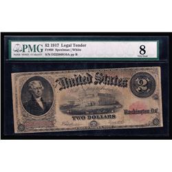 1917 $2 Large Size Legal Tender Note PMG Graded VG8