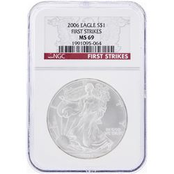 2006 $1 American Silver Eagle Coin NGC Graded MS69