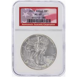 2003 $1 American Silver Eagle Coin NGC Graded MS69