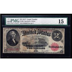 1917 $2 Large Size Legal Tender Note PMG Graded Choice Fine 15