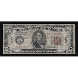 1934A $5 Hawaii Federal Reserve Note