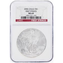 2006 $1 American Silver Eagle Coin NGC Graded MS69