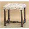 Image 1 : WILLIAM AND MARY OAK STOOL, English. Circa 1690. The rectangular padded top above turned legs j...