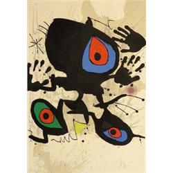 JOAN MIRO (Spanish. 1893-1983), "Poster for the Exhibition 'Homage to Miro' ". Signed in pencil...