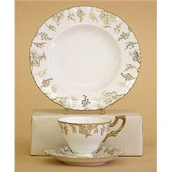 THIRTY-SIX PIECE ROYAL CROWN DERBY PORCELAIN PART DESSERT SERVICE, English. In the "Vine" patte...