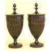 Image 1 : GOOD PAIR OF GEORGE III/IV MAHOGANY URNS AND COVERS, English. 19th Century. Each with fluted bo...