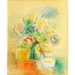 JEAN DUFY (French. 1888-1964), "Bouquet De Fleurs un Interieur". Signed Jean Dufy l/r., Water...