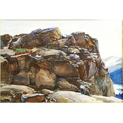 OGDEN M. PLEISSNER (American. 1905-1983), "Sheep Hunters". Signed Pleissner l/l., Watercolor....