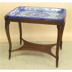 GOOD GLAZED POTTERY TRAY, Swedish. By Rorstrand. Dated 1915. Decorated by Lisa Johansson. Signe...