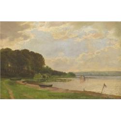 TEODOR BILLING (Swedish. 1817-1892), "Lake in Wooded Landscape". Signed T. Billing and dated 81...