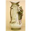 Image 1 : ROYAL DUX PORCELAIN VASE, Bohemian. 20th Century. In the shape of a tree trunk with branch form...