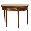 Image 1 : FINE FEDERAL SATINWOOD INLAID MAHOGANY CARD TABLE, American. Circa 1810. The shaped top with in...