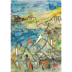 LAZZARO DONATI (Italian. Born 1926), "Porto Azzurro". Signed Donati l/l. Also signed, dated 196...
