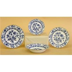 THIRTY-SIX PIECE MEISSEN BLUE AND WHITE PORCELAIN ASSEMBLED PART DINNER SERVICE, German. Variou...