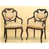 Image 1 : SET OF TWELVE GEORGIAN CARVED FRUITWOOD DINING ARMCHAIRS, English. 19th Century. Each backrest...