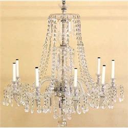 LOUIS XV STYLE EIGHT LIGHT GLASS CHANDELIER, The baluster standard with canopy and bowl, suppor...