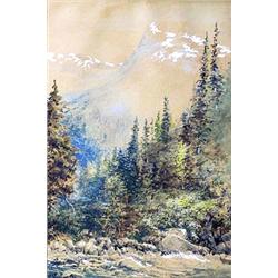 MARMADUKE MATTHEWS (Canadian. 1837-1913), "View from Rogers Pass, Selkirk Range". Signed M. Mat...