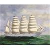 Image 1 : D. TAYLER (American. Born 1926), "Schooner at Sea". Signed D. Tayler l/r., Oil on Canvas. Mea...