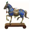 Image 1 : UNIQUE SILVER AND ENAMEL FIGURE OF A HORSE, Chinese. In a prancing position, covered with blue...