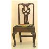 Image 1 : QUEEN ANNE MAHOGANY SIDE CHAIR, American. 18th Century. The shaped top rail above a pierced scr...