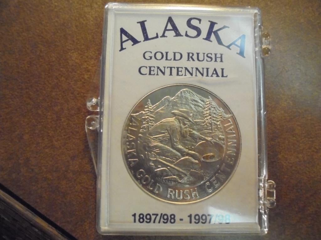 ALASKA GOLD RUSH CENTENNIAL TOKEN WITH REAL GOLD