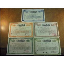 5 ASSORTED BALTIMORE AND OHIO STOCK CERTIFICATES