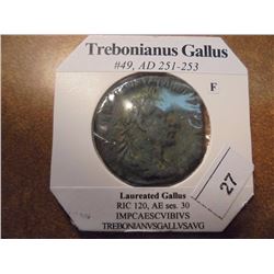 251-253 A.D. TREBONIANUS GALLUS ANCIENT COIN (FN)