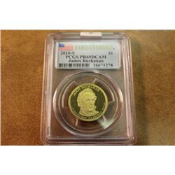 2010-S BUCHANON DOLLAR PCGS PR69 DCAM